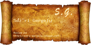 Sári Gergely névjegykártya